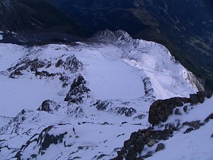 widok ze schroniska Gouter na Tete Rouse